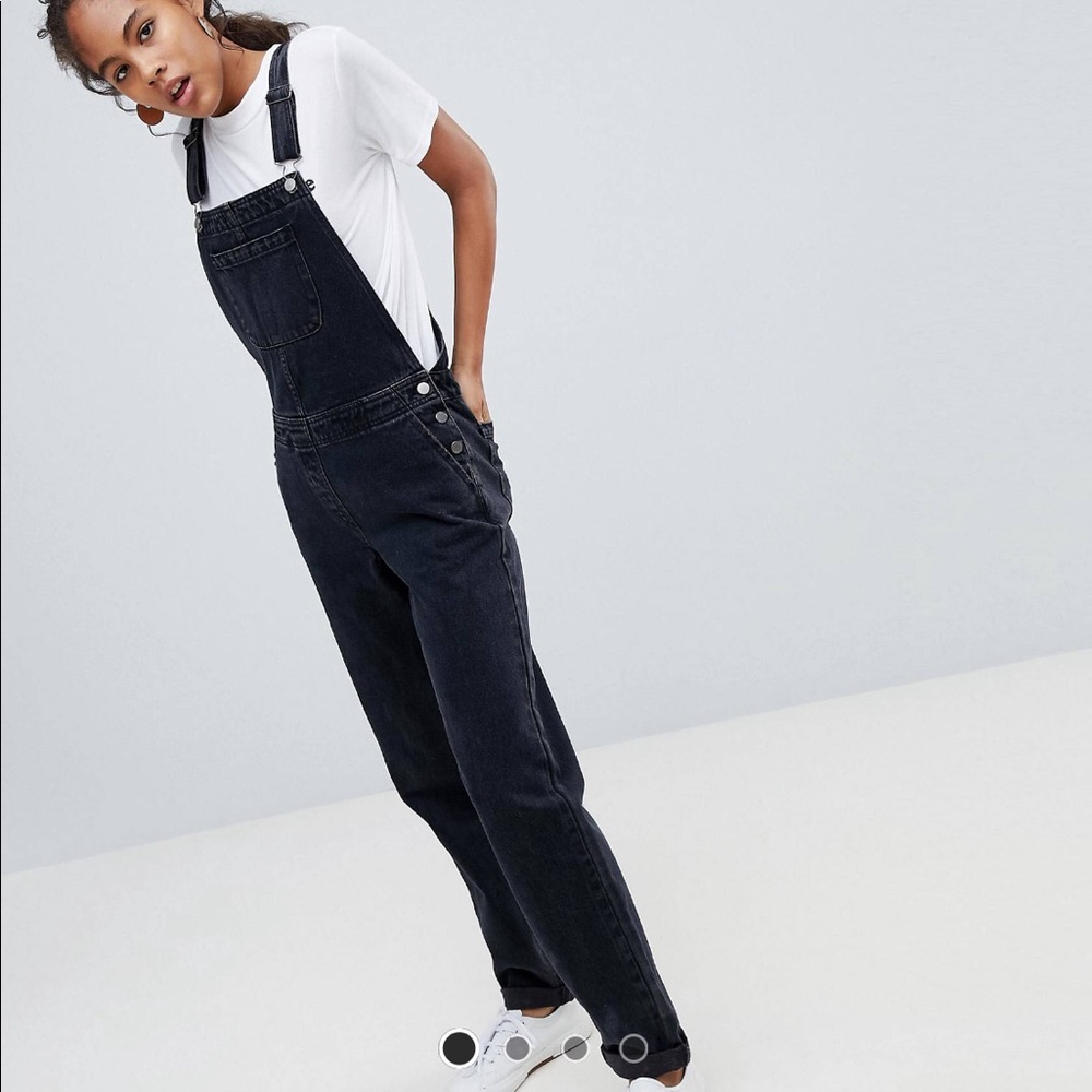 ASOS Long Black Denim Overalls